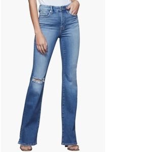Good American Good Flare Ripped Split Hem Flare Jeans - size 4/27